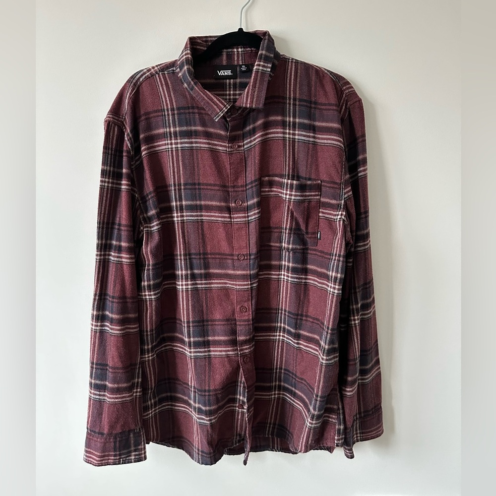 vans burgundy flannel shirt